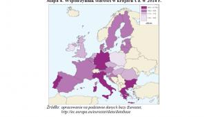 Współczynnik starości w krajach UE w 2014 r.; GUS