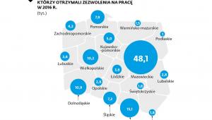 Liczba cudzoziemców z zezwoleniem na pracę w woj.